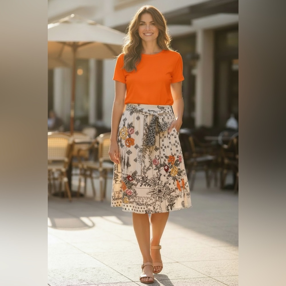Anthropologie Vineet Bahl Devi Embroidered Midi Skirt Size XXS P